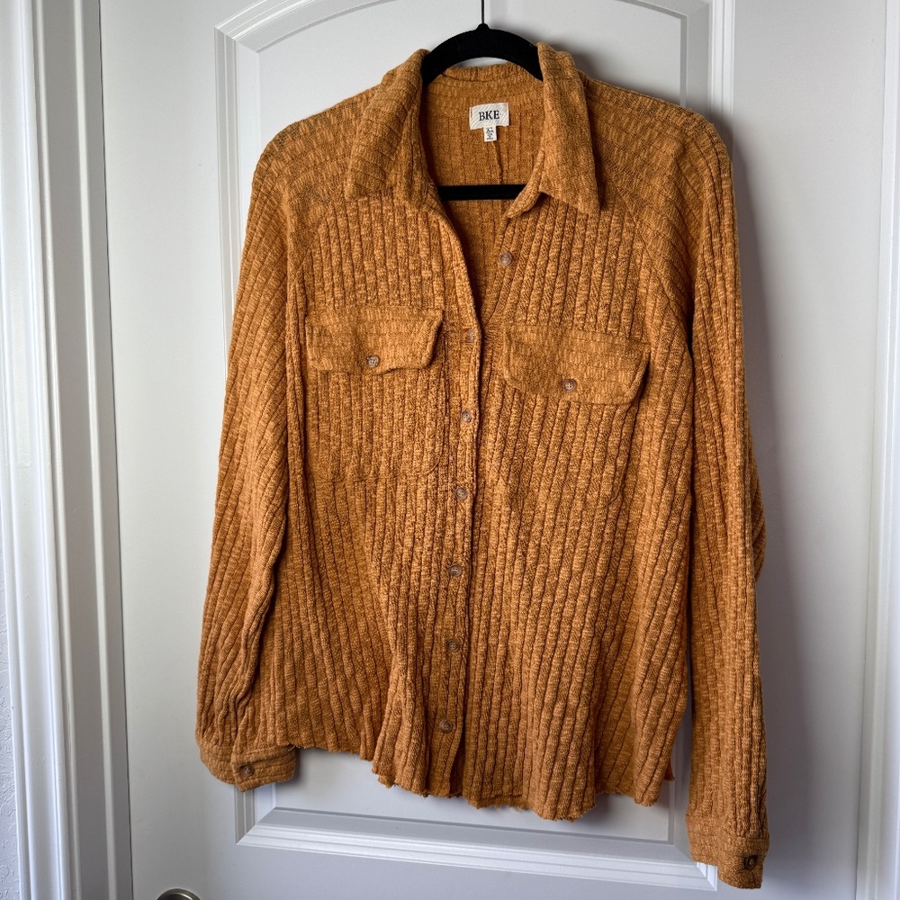 CPY - BKE Button-Down Long Sleeve Knit Shirt - Mustard Yellow or Gold - XL